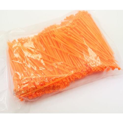 1000pcs 2.5mm * 100mm 4" Self-Locking Nylon Plastic Zip Orange Wrap Cable Loop Ties Wire colorful cable tie