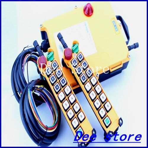 14 Channels 1 Speed 2 Transmitters Hoist Crane Truck Radio Remote Control Push Button Switch System with Emergency-Stop