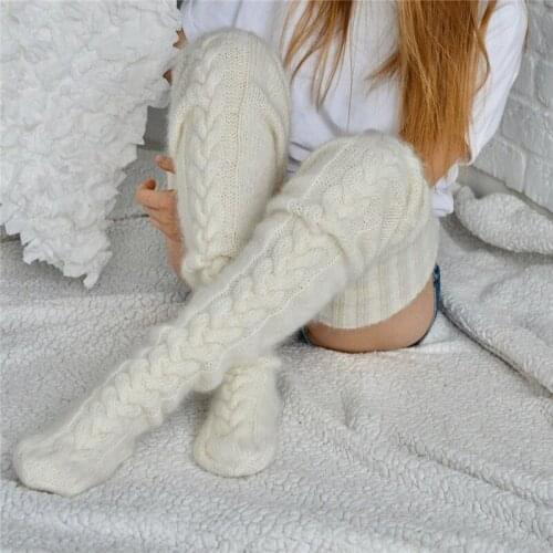 2020 Warm Thigh High Stockings For Ladies Girls New Knee Stockings Women Winter Sexy Knitted Solid Long Stockings