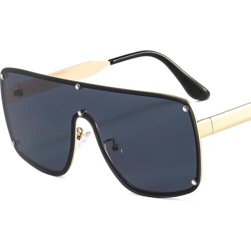 2021 New Fashion Square Shield Sunglasses Men Women Luxury Metal Alloy Frame PC Black Lens Simplicity Cool Gradients Sun Glasses