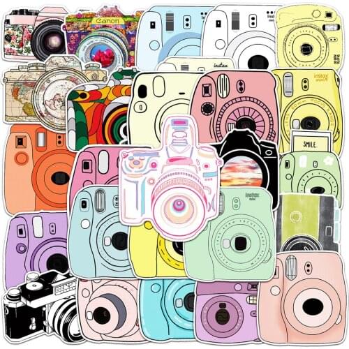 50pcs Creative Trend Camera Stickers For Notebooks Scrapbook Stationery Cute Pink Sticker Scrapbooking Material Craft Supplies