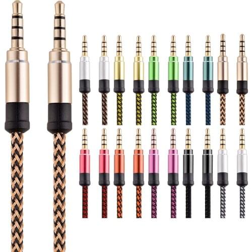 8 Colors Optional Universal 1.5 M 3 M 3.5MM Velcro Braided Audio Cable Male To Male Nylon AUX on Recording Car Audio Cable