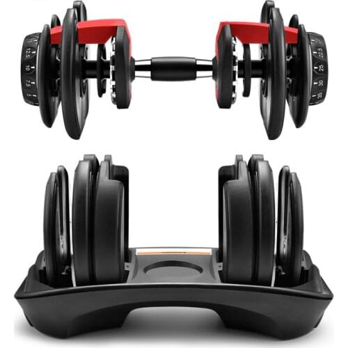 Automatic Fast Adjustable Dumbbell Set 24kg52.5 Pound GymIndoor Fitness 20 Weight Options Fitness Training