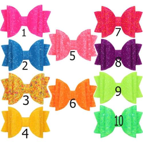 CN 10pcs/lot 3" Mini Sequins Hair Bows Clips Handmade Shiny Glitter Cute Hairpins Little Girls Daily School Barrettes Headwear