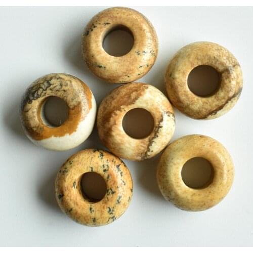 Fashion top quality natural picture stone round shape big hole beads for Charms Bracelet 30pcs/lot wholesale free shipping