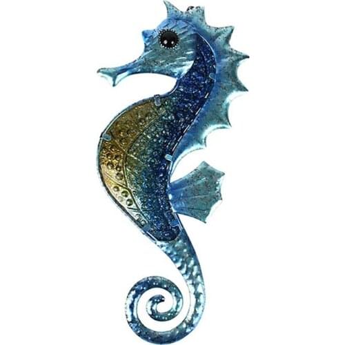 Home Decor Metal Seahorse of Wall Decor with Glass for Garden Decoration Animales Jardin Miniature Statues and Garden Sculpture