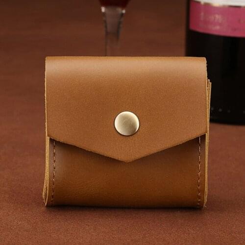 Card Holder Handmade Vintage PU Leather Coin Purse Pouch Portable Headset Box Earphone Carring Bag Headphone Package