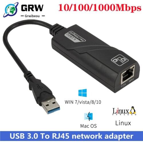 GRWIBEOU USB 3.0 Ethernet Adapter Network Card USB 3.0 to RJ45 Lan Gigabit Internet for Computer for Macbook Laptop Usb Ethernet