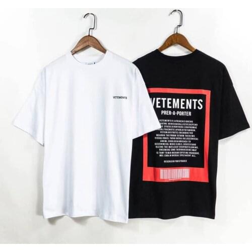 Vetements Short-sleeved Female Couple Loose Street Hip-hop Trend T-shirt Mens Cotton Round Neck Letter Print 16