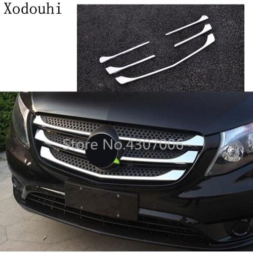 Car body cover protect detector ABS chrome trim Front up Grid Grill Grille For Mercedes Benz Vito W447 2017 2018 2019