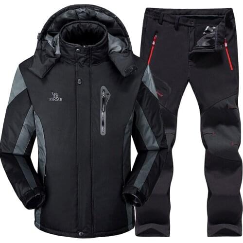 Ski Suit Men Skiing And Snowboarding Sets Super Warm Waterproof Windproof Snowboard Fleece Jacket+Pants Winter Snow Suits Male