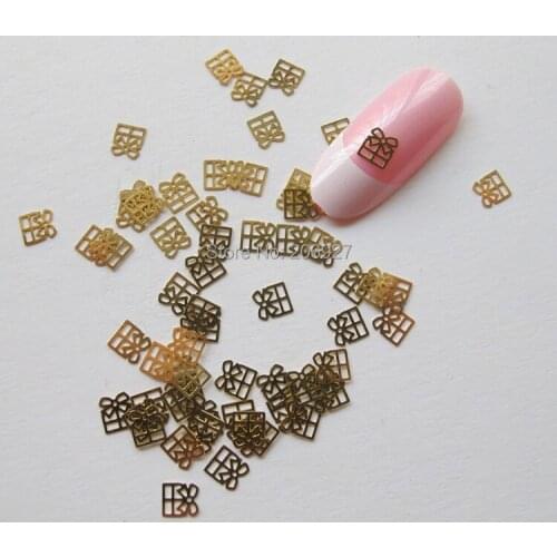 MS69 100pcs Gold Cute Gift Deco Nail Art Metal Sticker Nail Art Decoration Non-adhesive Sticker