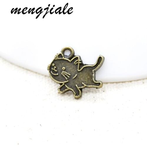 New style 25pcs Antique bronze metal Cute cat charms Animals Pendants fit DIY Jewelry bracelet making 17*14mm