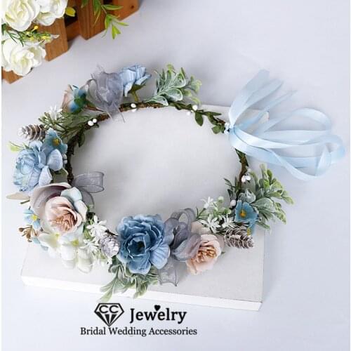 CC Flower Headbands Women Accessories Wedding Crowns Engagement Hair Ornaments Bridesmaids Garland Romantic Wreath Party 58382