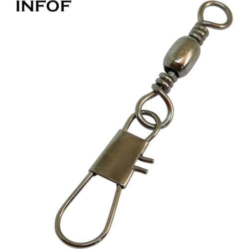 INFOF 100 pieces/lot Fishing Swivels Barrel Swivels with Interlock Snap Carp Fishing Tackle Fishhooks Bass Fishing Connector