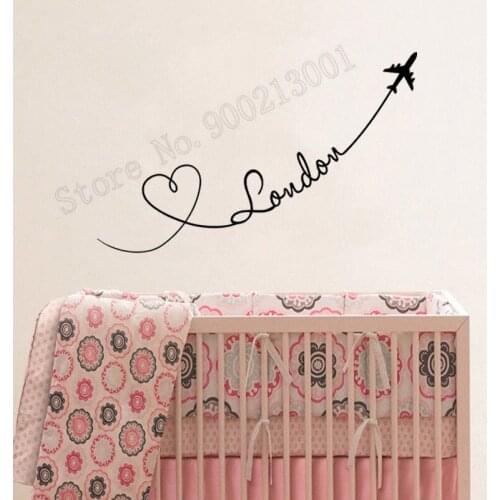 Planes Hearts Love Travel Wall Sticker Vinyl Art Removeable Poster Mural Beauty Fashion Ornament Decals Letter Decor LY1197