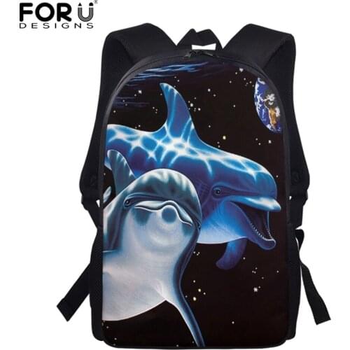 FORUDESIGNS Ocean Dolphin Print Schoolbags for Girls Boys Cute 3d Children Schoolbags Elementary Primary Child Kids Bookbags