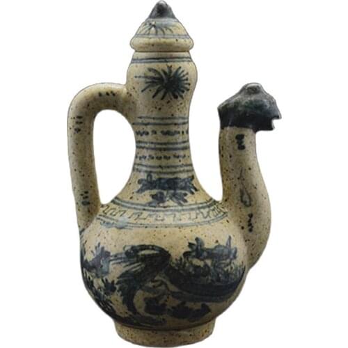 Ming blue and white Jitou pot antique old antique porcelain collection handmade ornaments classical decor