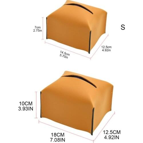 Y166 Modern PU Leather Square Tissue Box Holder for Home Office Car