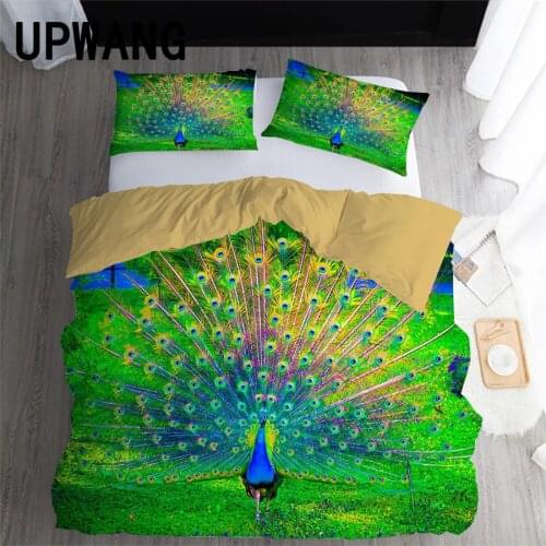 UPWANG 3D Bedding Set Peacock Animal Printed Duvet/Quilt Cover Set Bedcloth with Pillowcase Bed Set Home Textiles