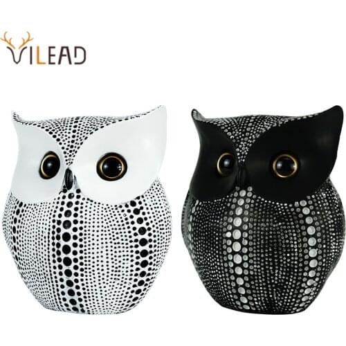VILEAD Lovely Bird Owl Resin Model Figurine Ornament Craft Home Desktop Decoration Interior Living Room Office Decor Christmas