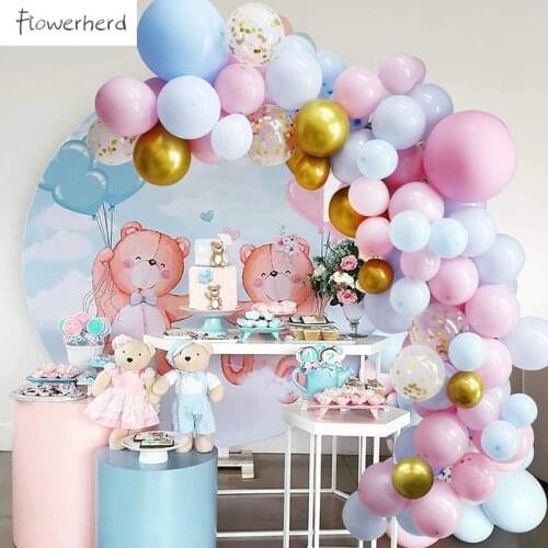 127Pcs Pastel Pink Blue Balloon Arch Garland Kit Macaron Confetti Balloons Birthday Baby Shower Gender Reveal Party Decorations