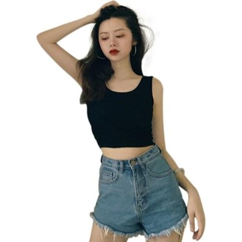 Women Clubwear Tank Tops Black White Sleeveless Summer Ladies Vest Korean Style Tops