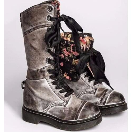 Womens Leather Mid Calf Boots Platform Shoes 2021 Spring Winter Female Chunky Boots Fashion Martin Woman Botas Plus Size New