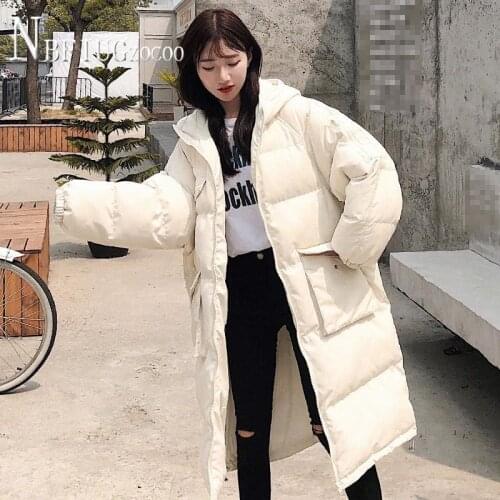 Women Parkas Long Style Outwear 2021 New Bread Style Students Korean Loose Thick Female Overcoat