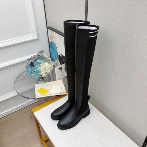 Hot Sell Womens Boots Over The Knee Genuine Leather Sock Boots Winter New Fashion Handmade Boots With Anti Slip Sole Size 34-41