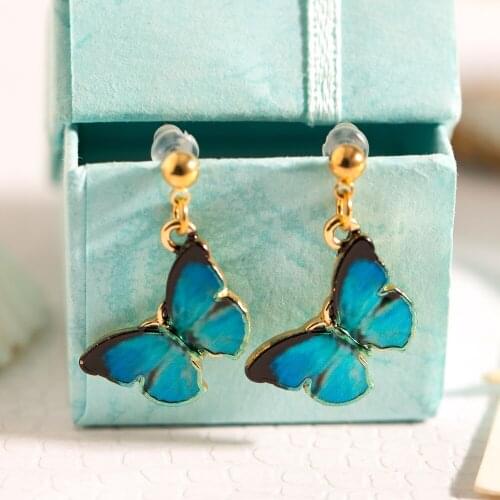 ZEROUP Butterfly Colorful Enamel Alloy Stud Earring for Women Earrings Fashion Jewelry ER-015