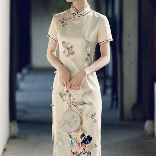 New style 2021 retro temperament young modified dress girl summer long cheongsam dresses for women Regular