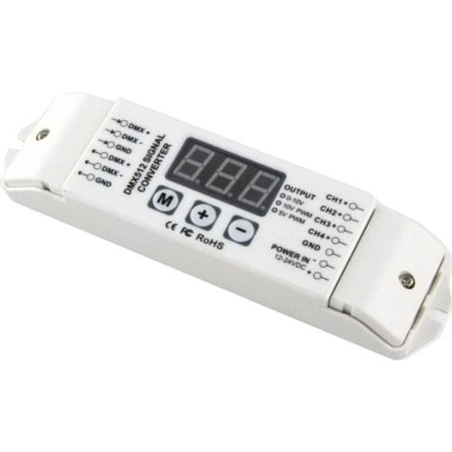 1X High quality 4CH DMX512 decoder 0-10V signal converter controller dimmer color brightness free shipping