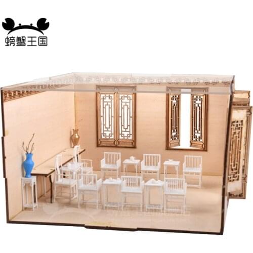 1 set Laser Cut Dollhouse Furnitures Wooden 3D Puzzle Miniature Models Doll House Accessories Handcraft Toys Kits