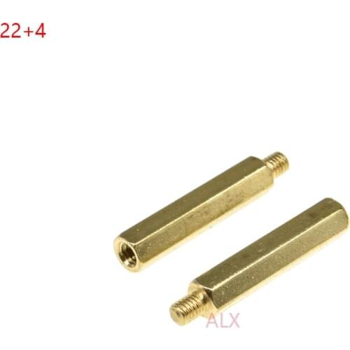20PCS M3*22+4MM Hex head BRASS Spacing Screw Threaded Pillar PCB STANDOFF SPACER M3 22+4MM Hexagonal Stud Spacer 22+4 22MM+4MM