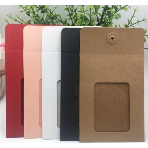 25Sets/Lot 14x10.5cm Necklaces Choker Package Envelop Paper Bags Jewelry Accessory Set Add Metal Rings And PVC Rectangle Display