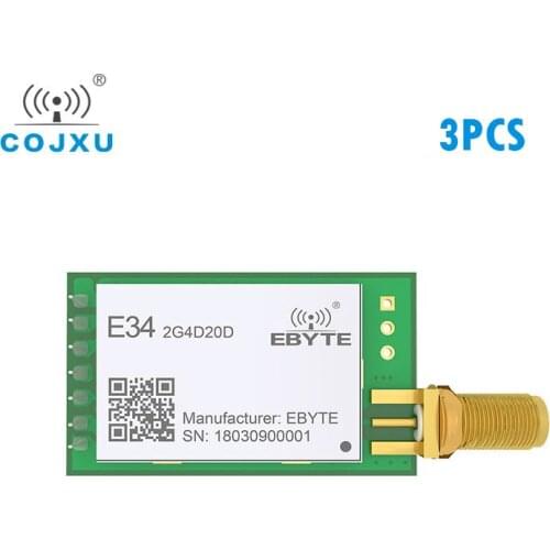 3PCS nRF24L01P Wireless Module 20dBm 2.4GHz E34-2G4D20D Long Range 2km UART Module 20dBm Transceiver Module SMA-K Antenna DIP