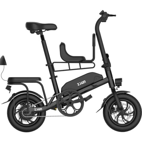 350w Parent-Child Electric Bicycle 48v 8/20ah Womens Adult Mini Portable Folding E-Bike With 12 Inch Tires