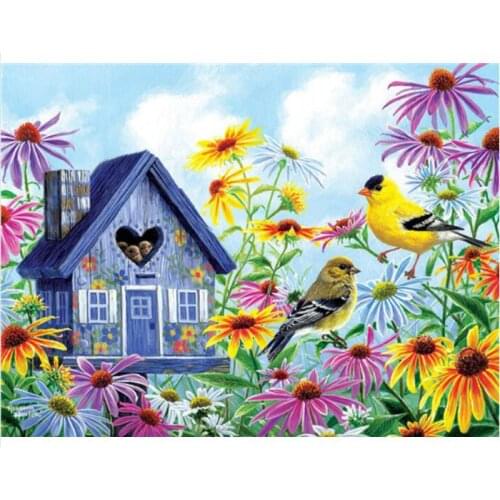 5d Daisy Diamond Painting Set Cage Birds Aviary Mosaic Embroidery Picture Crystal Rhinestone Stickers Decal Wall Art Craft Gift