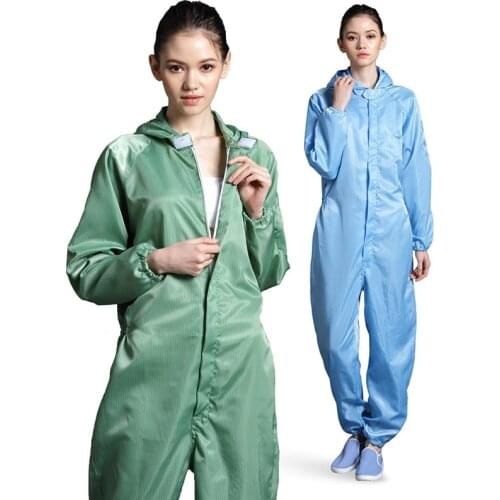Anti-static Coverall Clean Clothes Hooded Cleanroom Garments Clean Food Dust-proof Paint Work Clothing Unisex Protective Overall