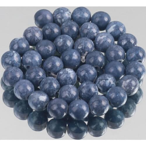 Natural Stone Dark Blue Rain Flower Jaspers Round Loose Beads for Jewelry Making DIY Woman Bracelet Necklace 4/6/8/10/12mm