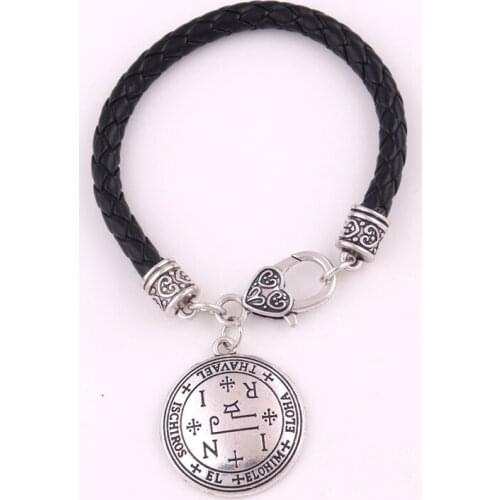 Unisex Bracelet Bangle Leather Chain Archangel THAVAEL Religions Talisman Solomon Viking Style Provide Dropshipping