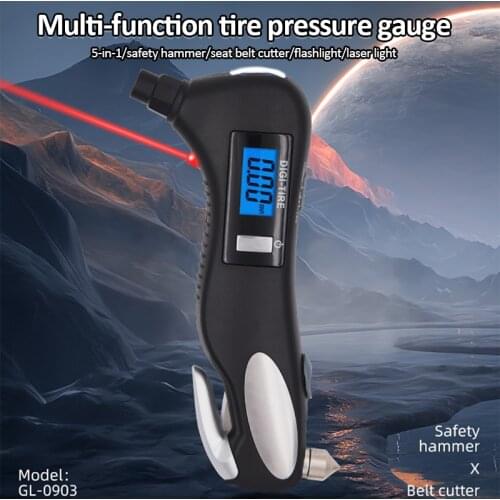 5 in 1 Digital Tire Pressure Gauge Meter Bicycle Bike Car Tire Diagnostic Tool 0-150 PSI Backlight LED Air Pressure Gauge Tester