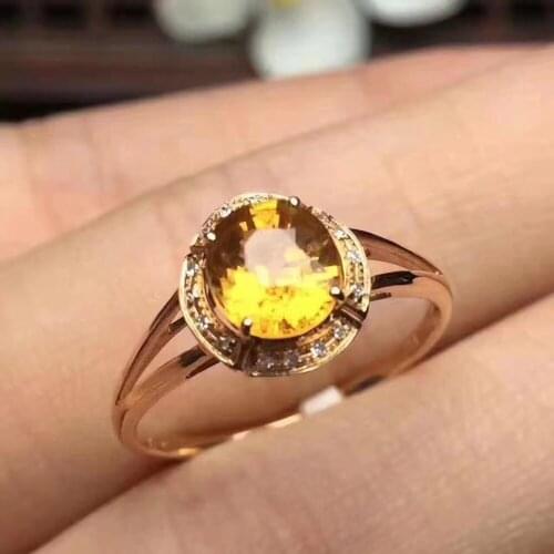 Citrine ring Free shipping Natural real citrine Finger rings 925 sterling silver Fine jewelry gemstone 6*8