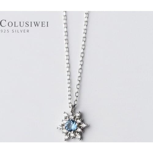 Colusiwei New 925 Sterling Silver Lovely Snowflake Graceful Plants Pendant Necklace for Women Luxury Wedding Fine Jewelry Gift