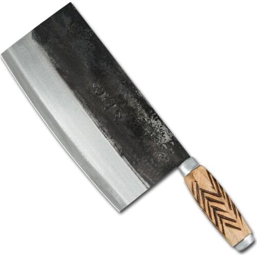 Damask 8' Chinese Cleaver Handmade Forged Chopping Knife 4CR13 Stainless Steel Kitchen Knife Wood Handle Chopper High Quality