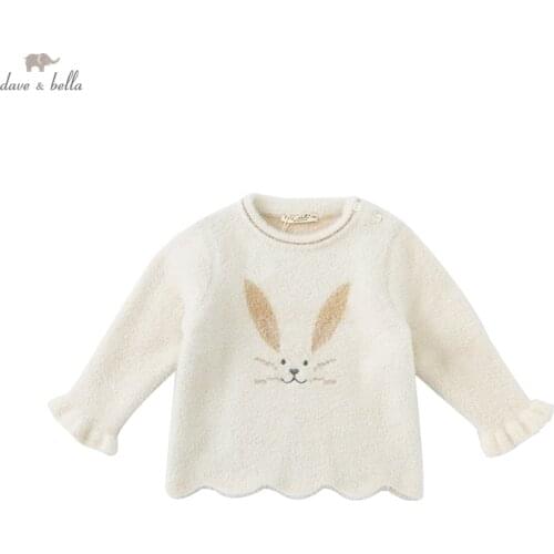 DB19006 dave bella winter cute baby girls Christmas cartoon knitted sweater kids girl fashion toddler boutique tops