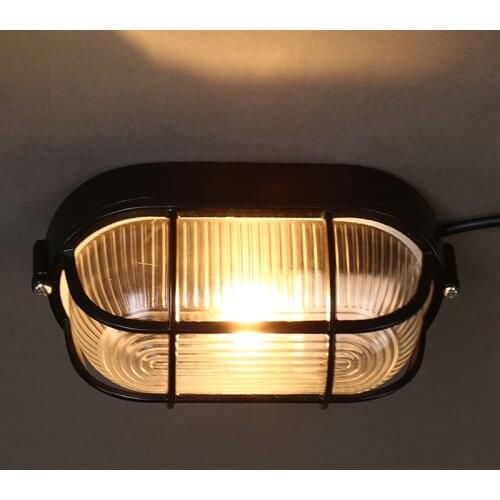 E27 Oval Aluminum Housing Bulkhead Outdoor Integrated LED Wall Light Waterproof IP54 Bathroom Balcony Surface Mounted Lamp 220V