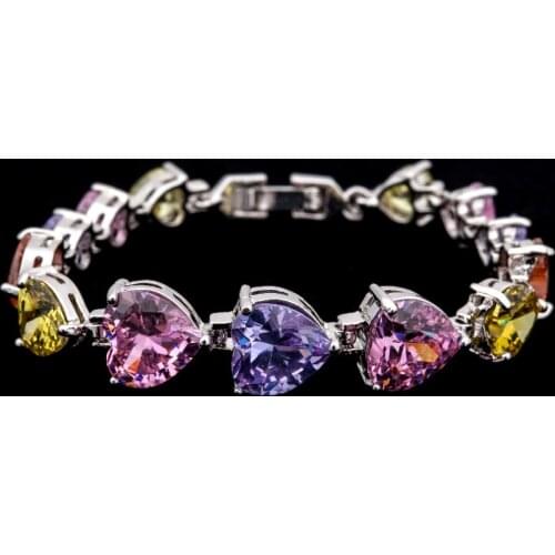 Emmaya New Arrivel Heart Bracelets for Women Luxury Colorful Cubic Zircon Bangles Bracelets Bride Jewelry Factory Price