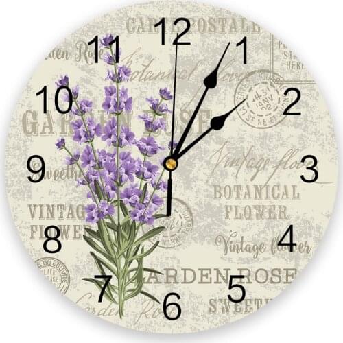 Purple Lavender Vintage Wall Clock Kitchen Living Room Wall Ornament Home Decore Wall Clock Modern Design